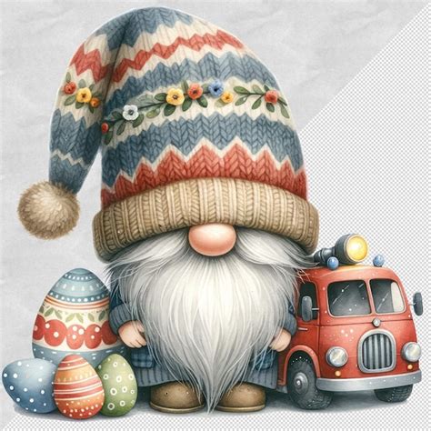 Premium Psd Cute Watercolor Gnome Easter Day Clipart Illustration