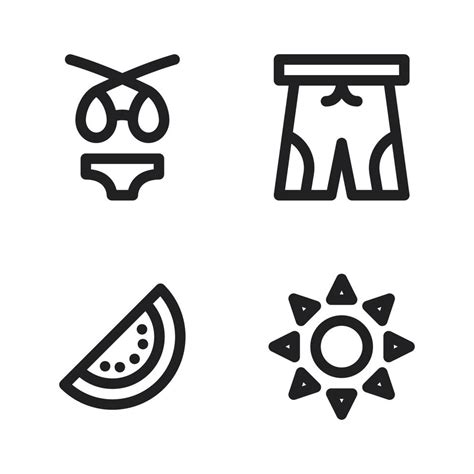 Summer Holiday Icons Set Bikini Shorts Watermelon Pants Perfect For Website Mobile App