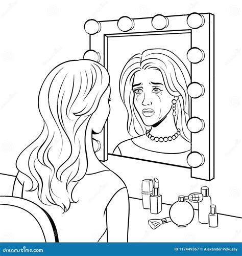 Crying Actress Woman Near Mirror Pop Art Vector | CartoonDealer.com ...