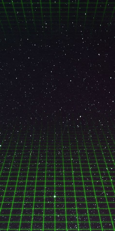 Synthwave Green Grid Dark Space Art Dark Green Aesthetic