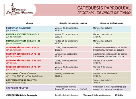 Comienza El Nuevo Curso De Catequesis 2018 19 Parroquia San Carlos Borromeo