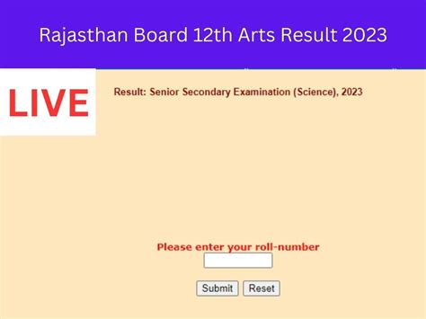 Rbse 12th Arts Result 2023 Rajasthan