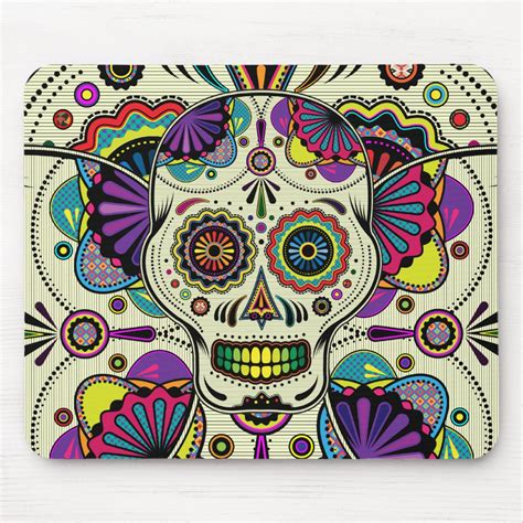 Sugar Skull Art Day Of The Dead Mousepad Zazzle