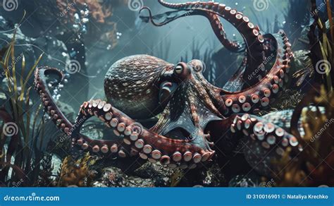 Octopus in Its Natural Habitat on the Seabed Stock Image - Image of ...