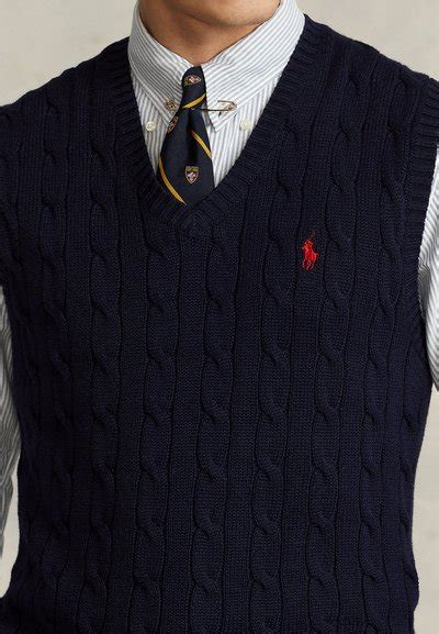 Polo Ralph Lauren Cable Knit Cotton Sleeveless Jumper Trui Hunter