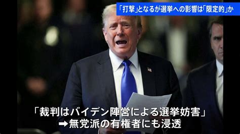 トランプ氏「有罪評決」選挙への影響は“限定的”か 起訴されるたびに支持率上昇 Tbs News Dig