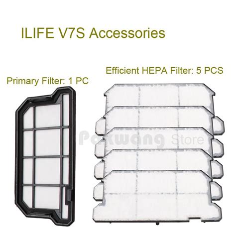 Original ILIFE V7S Primary Filter 1 Pc And Efficient HEPA Filter 5 Pcs