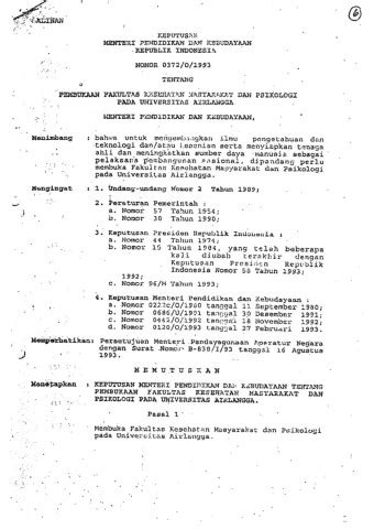 Sk Pendirian Fkm Unair Tahun