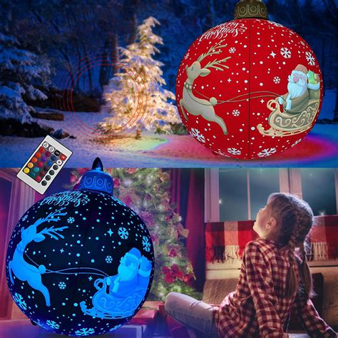 SDJMa 24 Light Up PVC Inflatable Christmas Decorations Ball Outdoor