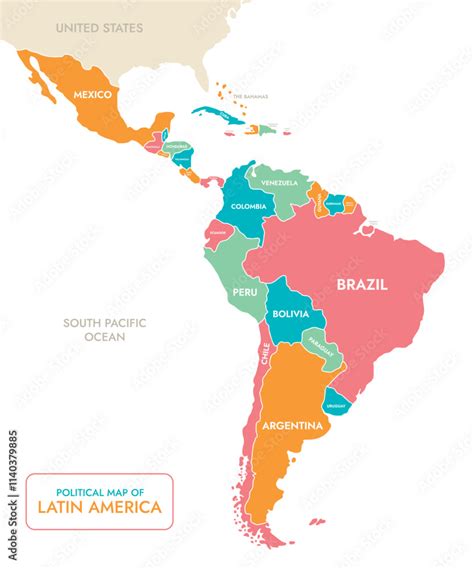 Political Map of Latin America Stock Vector | Adobe Stock