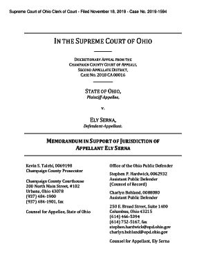 Fillable Online Supremecourt Ohio Memorandum In Support Of Jurisdiction