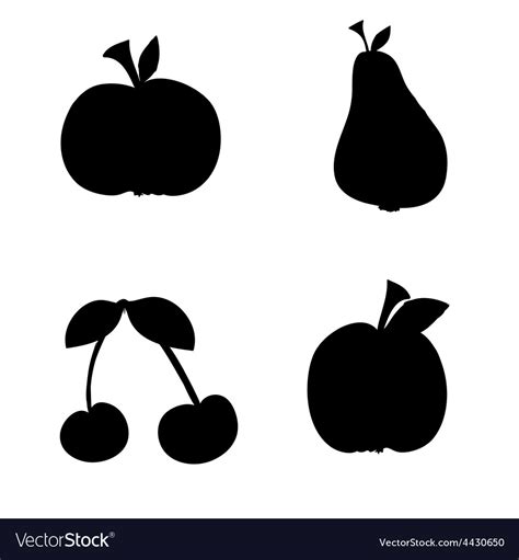 Fruit silhouette black Royalty Free Vector Image