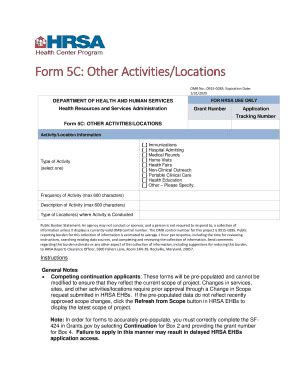 Fillable Online Bphc Hrsa Activity Location Information Fax Email Print