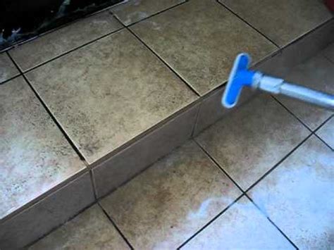 Cleaning Tile Edges With High Pressure Tile And Grout Cleaning