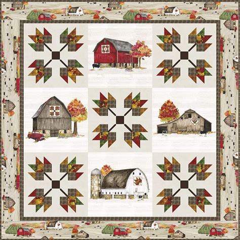 Fall Barn Quilts Panel Quilt Boxed Kit