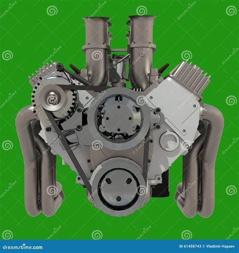 Car Engine Concept Of Modern Car Engine Isolated On Green Background