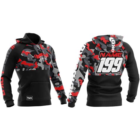 Customised Hoodie – Red Camo Sublimated (Kids) – MotoLoko