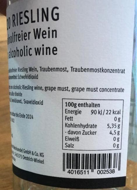 Save Water Drink Riesling Free Alkoholfrei Allendorf Kalorie KJ A