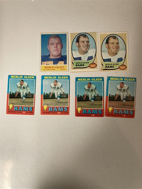 Merlin Olsen 7 Card Lot 1964 Philadelphia 91 1970 Topps 237 1971