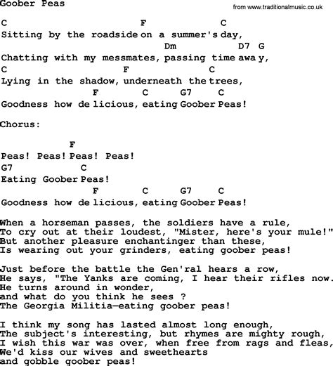 Top Folk And Old Time Songs Collection Goober Peas Lyrics With