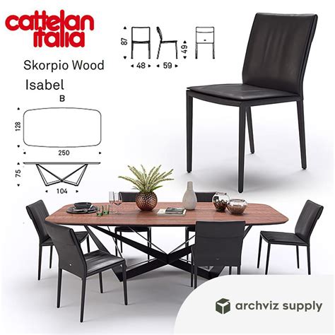 Table Scorpio Wood Chair Isabel Cattelan Italia Archviz Supply