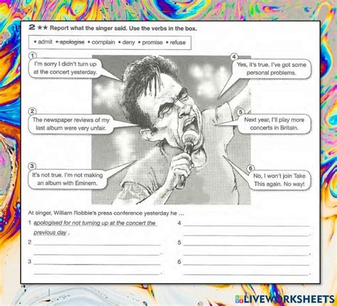 Verbs Of Reporting And Verb Patterns Worksheet Pattern Worksheet