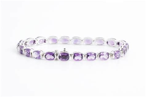 7 14k White Gold Amethyst Bracelet 13g In 2021 Amethyst Bracelet