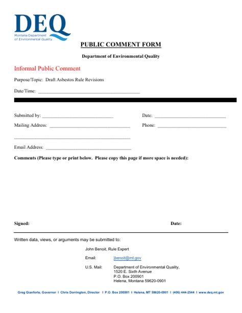 Montana Public Comment Form Fill Out Sign Online And Download Pdf