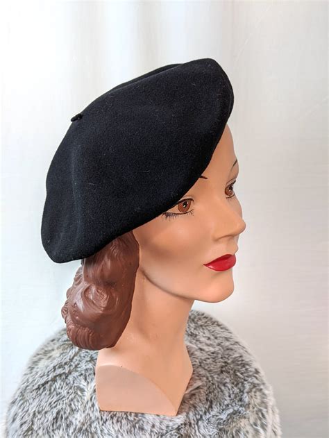 Vintage Laulhere Splendid Black Wool French Mens Beret The House