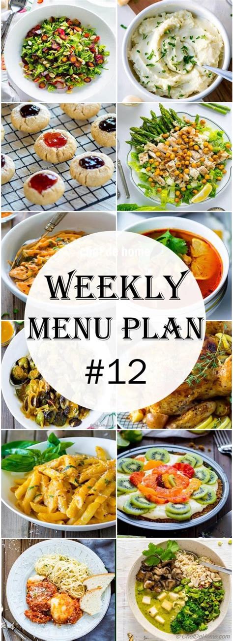 Weekly Meal Menu Plan - 12 Meals | ChefDeHome.com