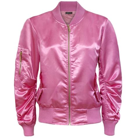 Womens Satin Ma1 Celebrity Bomber Zip Up Army Flight Coat Vintage Retro Jacket Ebay