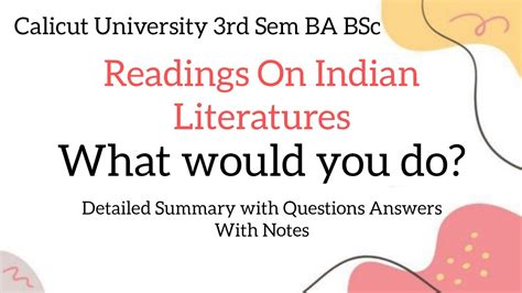 Calicut University Rd Sem Ba Bsc Readings On Indian Literature What