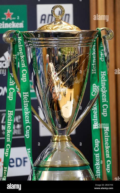 The Heineken Cup Trophy on display at the Captain's Run press ...