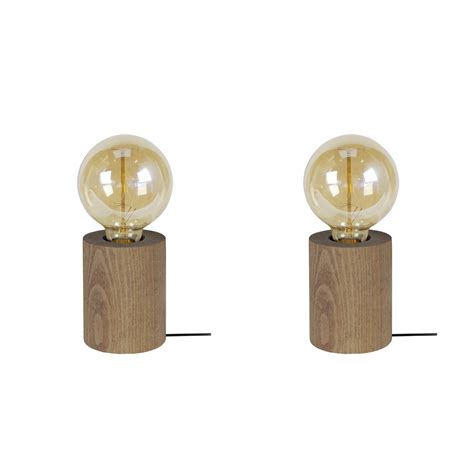 Bois Cylindre Lt Lampe De Chevet Cylindrique Bois Fonc Leroy Merlin