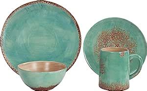 Paseo Road By HiEnd Accents Patina Turquoise 16 Piece Ceramic