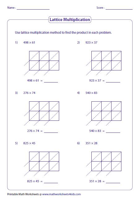 Lattice Multiplication Worksheets And Grids