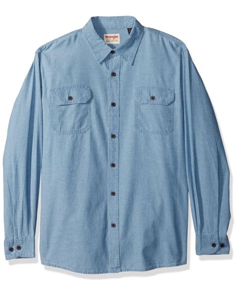 Wrangler Authentics Long Sleeve Classic Woven Shirt In Light Chambray