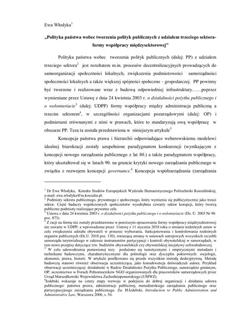 PDF Polityka państwa wobec tworzenia polityk publicznych z udziałem