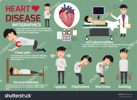 Infographics Symptoms Heart Disease Acute Pain Stock Vector (Royalty ...