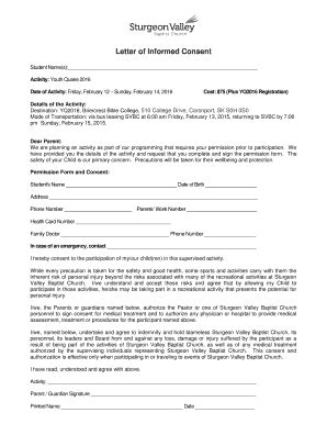 Fillable Online Svbc Ab Letter Of Informed Consent Sturgeon Valley