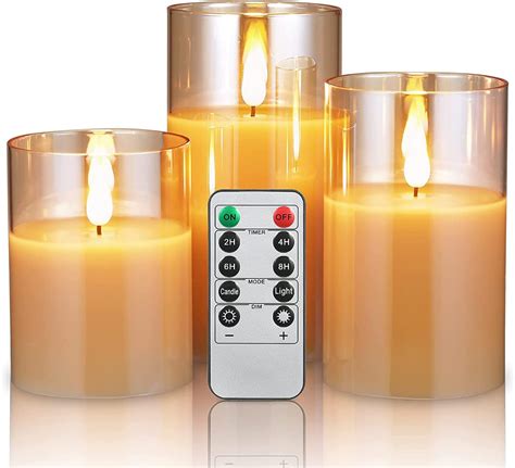 Aku Tonpa Flameless Candles Battery Operated Pillar Real Wax Flickering Moving Wick Led Glass