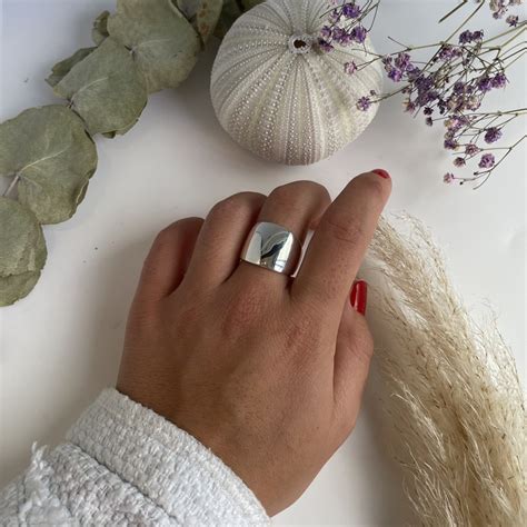 Bague Large En Argent Anneau Lisse Plat Taille