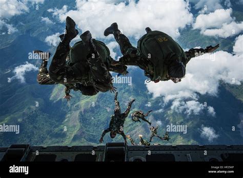 Philippine Army Special Forces Freefall Jumpers With Special Operations