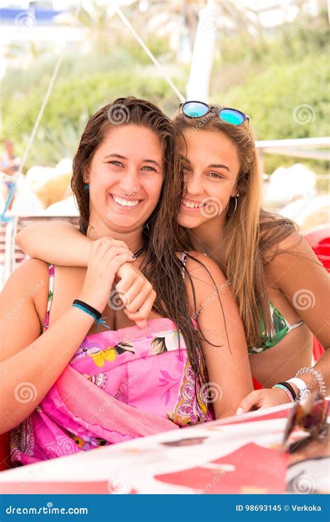 Group Of Friends At The Beach Stock Image Image Of Holiday Hispanic