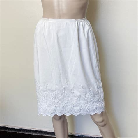 Milk White Komar Vintage 50s Eyelet Lace Lingerie Slip Skirt S Etsy