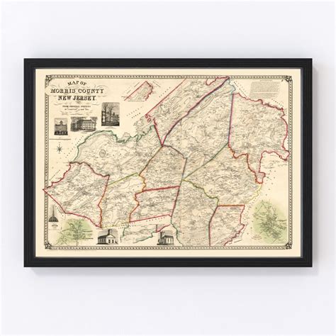 Vintage Map Of Morris County New Jersey By Ted S Vintage Art