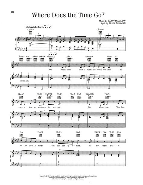 Where Does The Time Go Sheet Music By Barry Manilow Piano Vocal