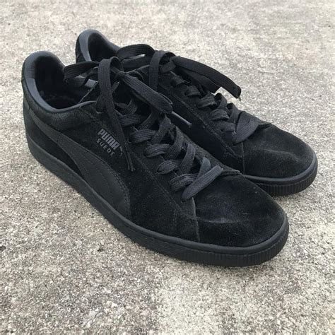 Puma Suede Triple Black Size 8.5 Shoes are overall... - Depop