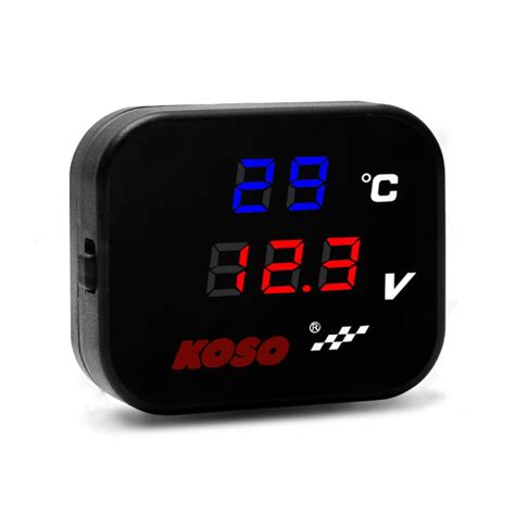 Pinph KOSO 3 In 1 Digital LED Voltmeter Outdoor Temperature Display