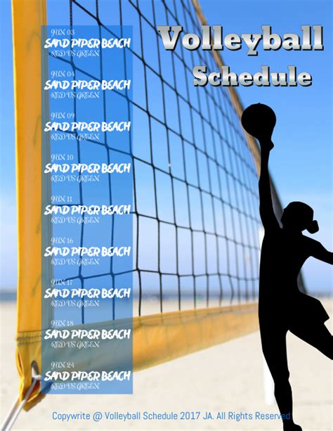 Volleyball Schedule Template Postermywall